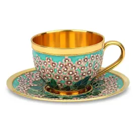 Сервиз чайный "Сирень.Утро" из серебра с золочением Сервиз чайный "Сирень.Утро" из серебра с золочением